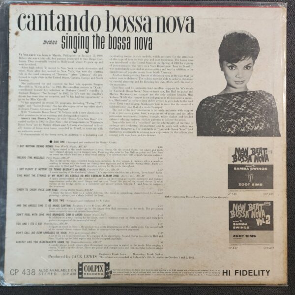 Vi Velasco With Zoot Sims And His Orchestra – Cantando Bossa Nova Means Singing The Bossa Nova (LP, 1962) - Image 2