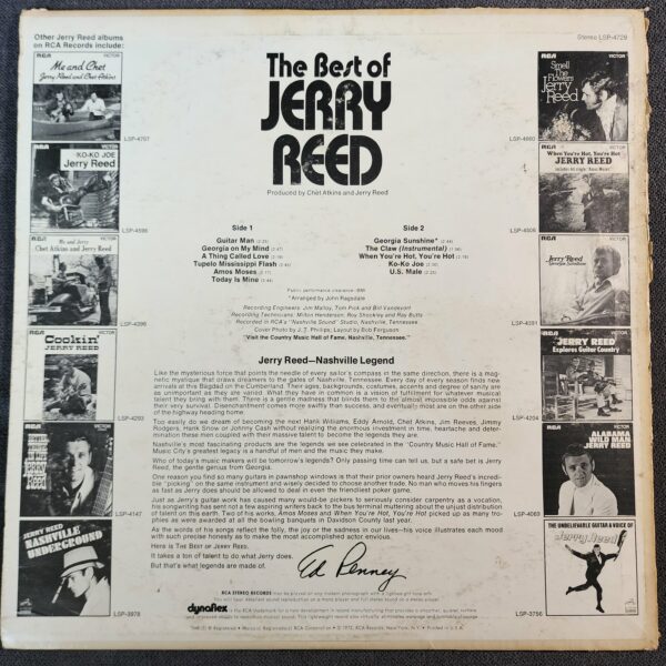 Jerry Reed – The Best Of Jerry Reed (LP, 1975) - Image 2