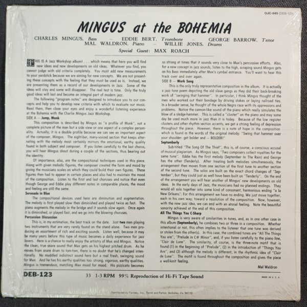 Charles Mingus – Mingus At The Bohemia (LP, 1983 Reissue) - Image 2