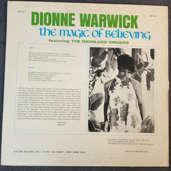 Dionne Warwick Featuring The Drinkard Singers – The Magic Of Believing (LP, 1968) - Image 2