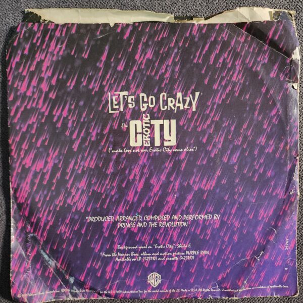 Prince And The Revolution – Let's Go Crazy / Erotic City (7", 1984) - Image 2